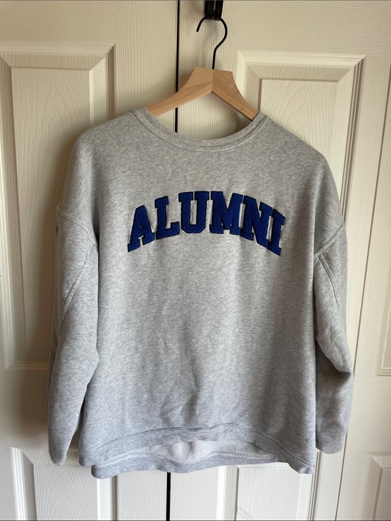 aerie Tops - Aerie Grey 'ALUMNI' Crewneck Sweatshirt with Blue Applique